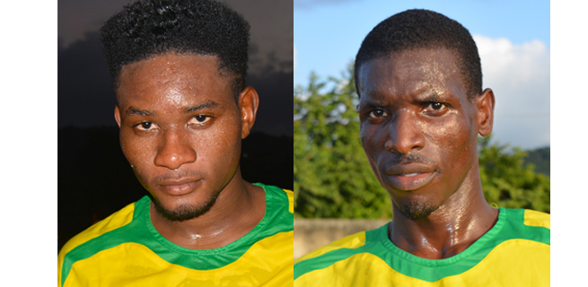 (From left) Triple goal scorer for Bahia Travaughn Gallimore  and Aldane Johnson